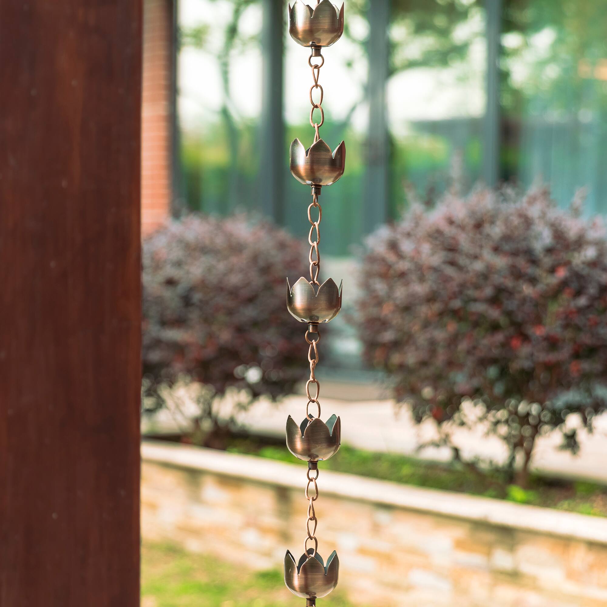 Glitzhome® 8.5ft. Faux Copper Lotus Shaped Rain Chain